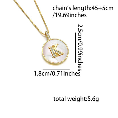 Copper 18K Gold Plated Simple Style Classic Style Inlay Letter Letter Shell Zircon Pendant Necklace