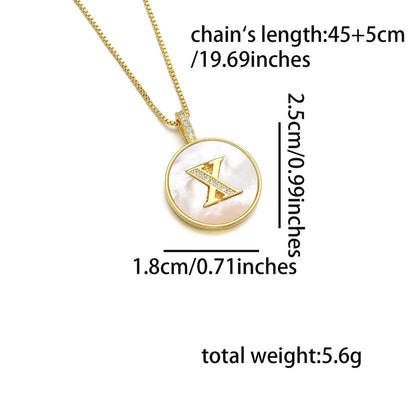 Copper 18K Gold Plated Simple Style Classic Style Inlay Letter Letter Shell Zircon Pendant Necklace