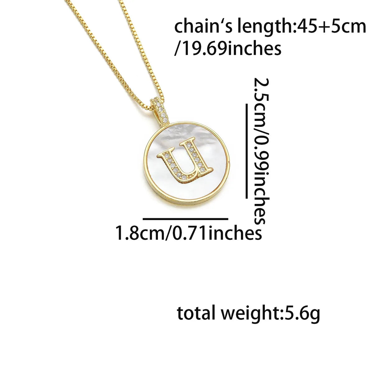 Copper 18K Gold Plated Simple Style Classic Style Inlay Letter Letter Shell Zircon Pendant Necklace