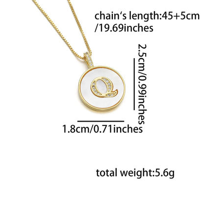 Copper 18K Gold Plated Simple Style Classic Style Inlay Letter Letter Shell Zircon Pendant Necklace