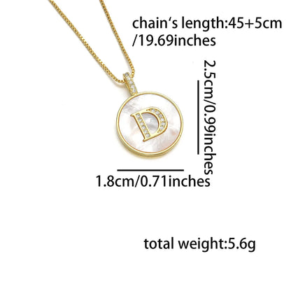 Copper 18K Gold Plated Simple Style Classic Style Inlay Letter Letter Shell Zircon Pendant Necklace