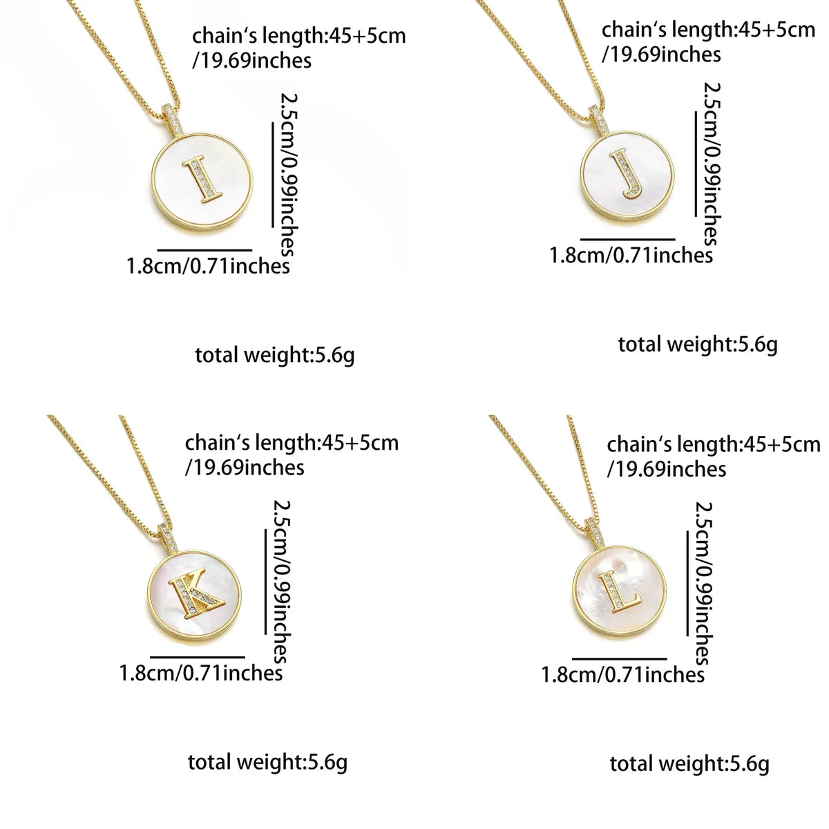 Copper 18K Gold Plated Simple Style Classic Style Inlay Letter Letter Shell Zircon Pendant Necklace