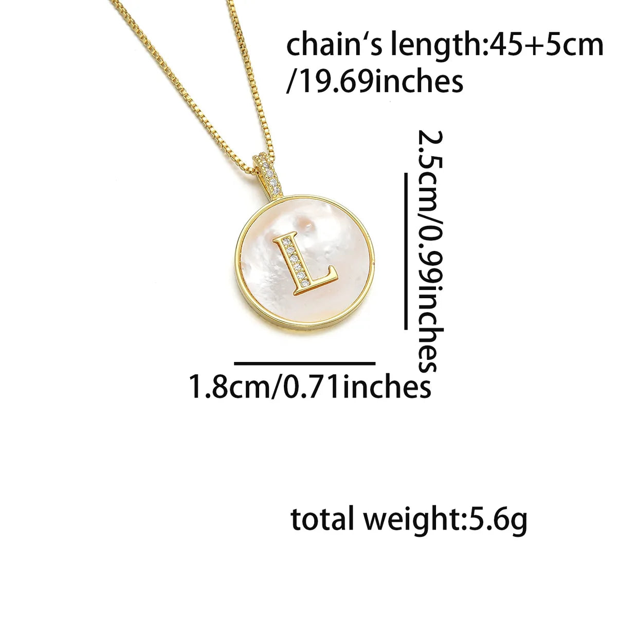 Copper 18K Gold Plated Simple Style Classic Style Inlay Letter Letter Shell Zircon Pendant Necklace