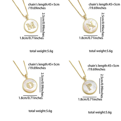 Copper 18K Gold Plated Simple Style Classic Style Inlay Letter Letter Shell Zircon Pendant Necklace