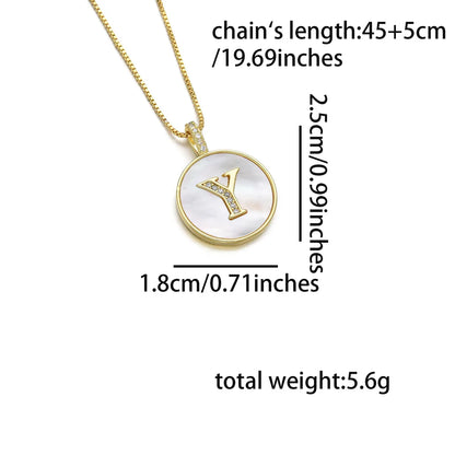 Copper 18K Gold Plated Simple Style Classic Style Inlay Letter Letter Shell Zircon Pendant Necklace