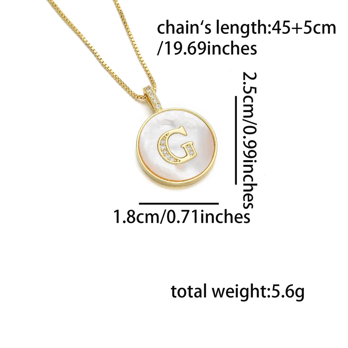 Copper 18K Gold Plated Simple Style Classic Style Inlay Letter Letter Shell Zircon Pendant Necklace