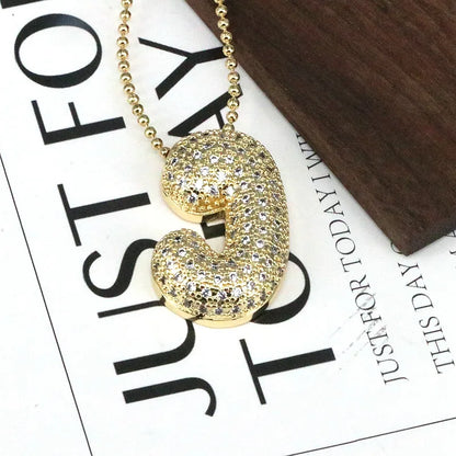 Copper 18K Gold Plated Simple Style Classic Style Inlay Letter Zircon Pendant Necklace