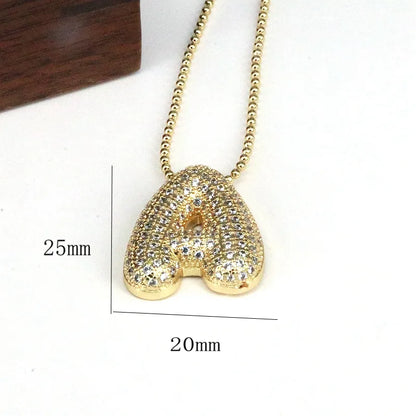 Copper 18K Gold Plated Simple Style Classic Style Inlay Letter Zircon Pendant Necklace