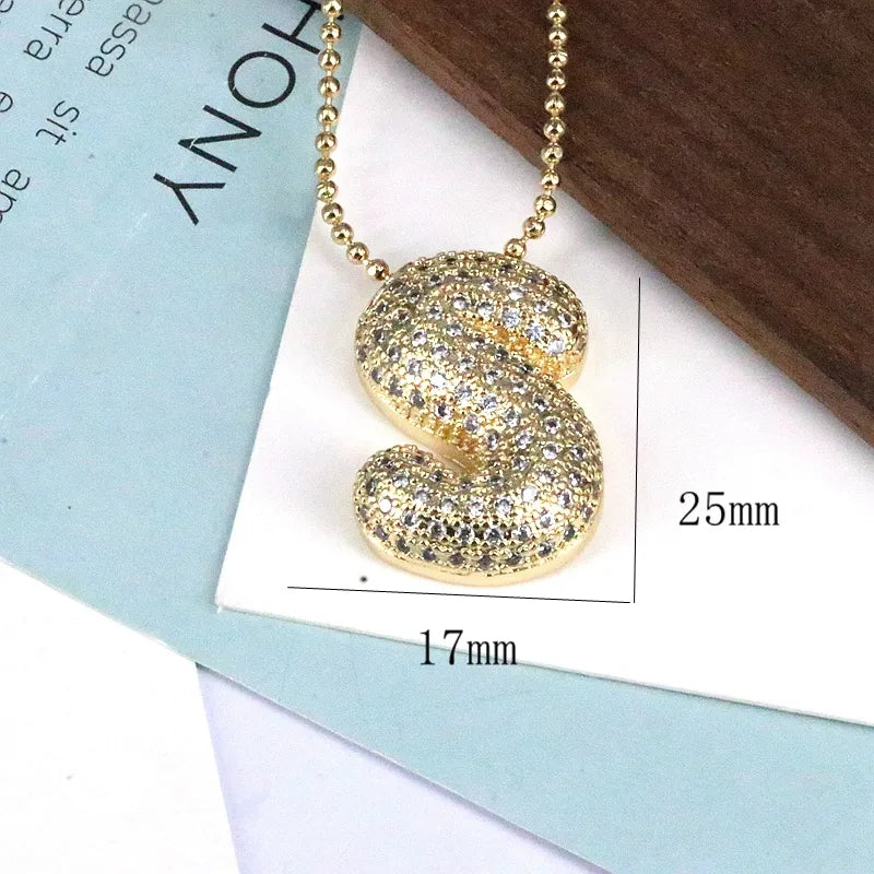 Copper 18K Gold Plated Simple Style Classic Style Inlay Letter Zircon Pendant Necklace