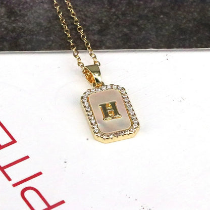 Copper 18K Gold Plated Simple Style Classic Style Plating Inlay Letter Shell Pendant Necklace