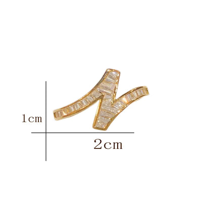 Copper 18K Gold Plated Simple Style Classic Style Plating Inlay Letter Solid Color Zircon Open Rings