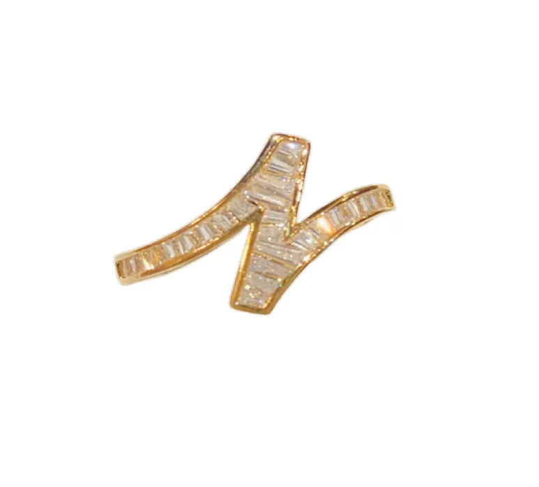 Copper 18K Gold Plated Simple Style Classic Style Plating Inlay Letter Solid Color Zircon Open Rings