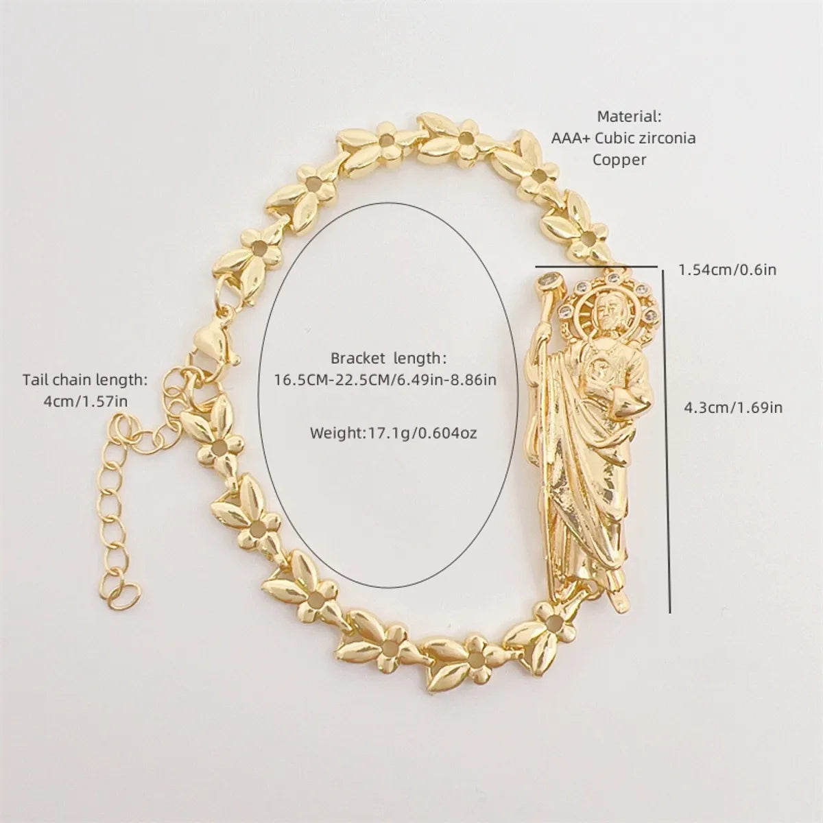 Copper 18K Gold Plated Simple Style Classic Style Plating Inlay Portrait Zircon Bracelets