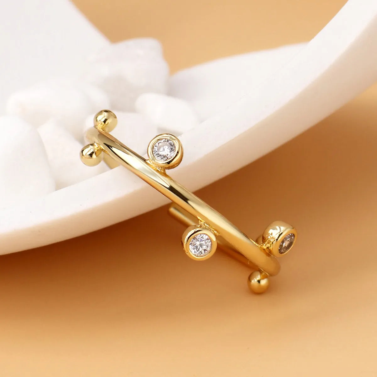 Copper 18K Gold Plated Simple Style Classic Style Plating Inlay Solid Color Zircon Rings