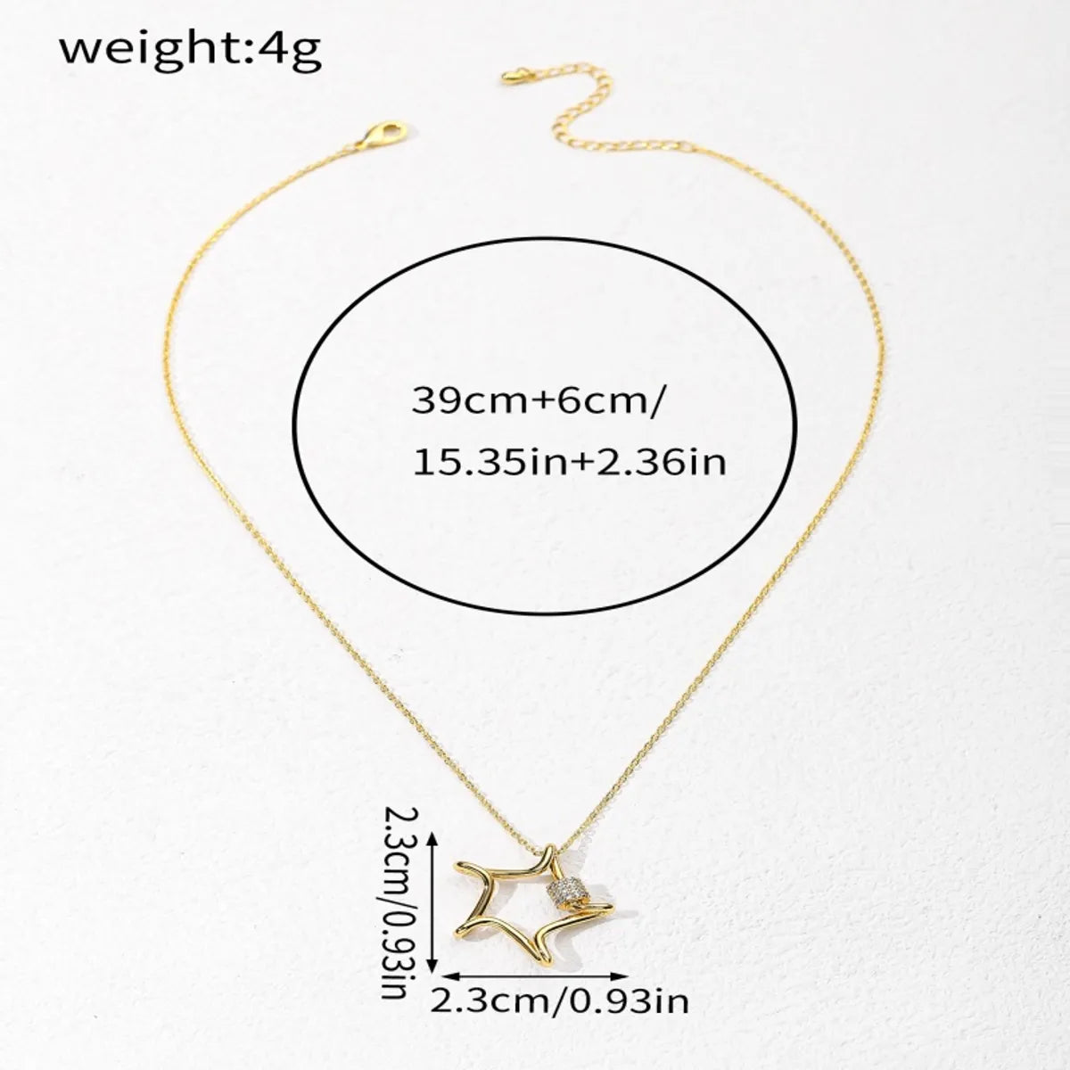 Copper 18K Gold Plated Simple Style Classic Style Plating Inlay Star Zircon Pendant Necklace