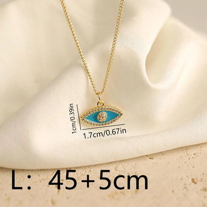 Copper 18K Gold Plated Simple Style Classic Style Plating Sun Devil'S Eye Zircon Pendant Necklace