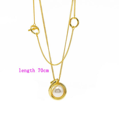 Copper 18K Gold Plated Simple Style Commute Round Toggle Inlay Artificial Pearls Necklace