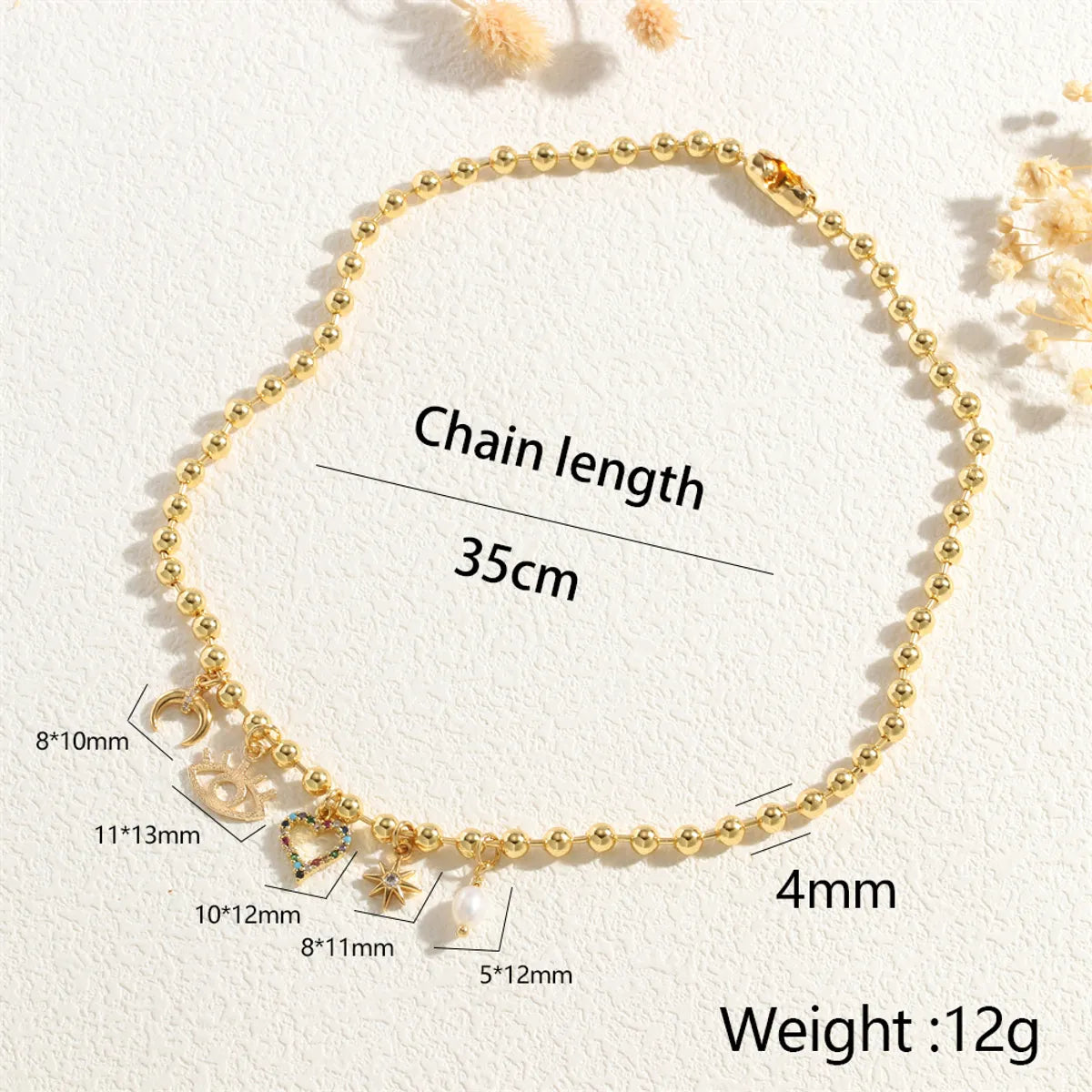 Copper 18K Gold Plated Simple Style Heart Shape Zircon Choker