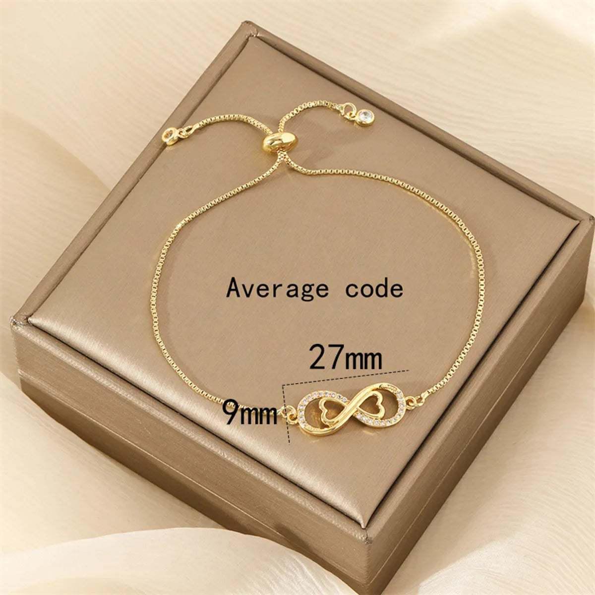 Copper 18K Gold Plated Simple Style Inlay Geometric Heart Shape Zircon Bracelets