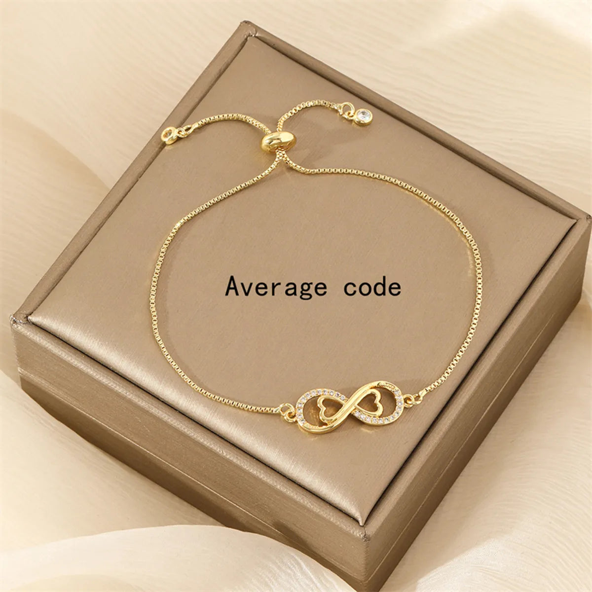 Copper 18K Gold Plated Simple Style Inlay Geometric Heart Shape Zircon Bracelets