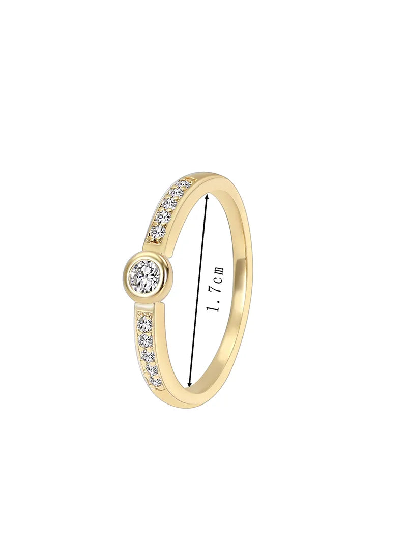 Copper 18K Gold Plated Simple Style Inlay Round Zircon Rings