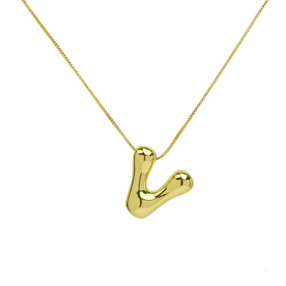 Copper 18K Gold Plated Simple Style Letter Plating Pendant Necklace