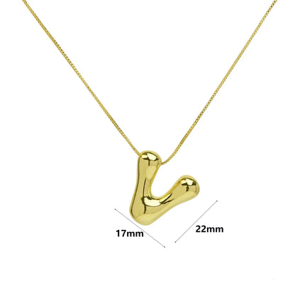 Copper 18K Gold Plated Simple Style Letter Plating Pendant Necklace