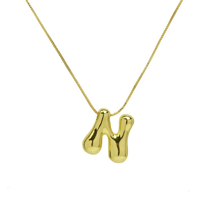 Copper 18K Gold Plated Simple Style Letter Plating Pendant Necklace