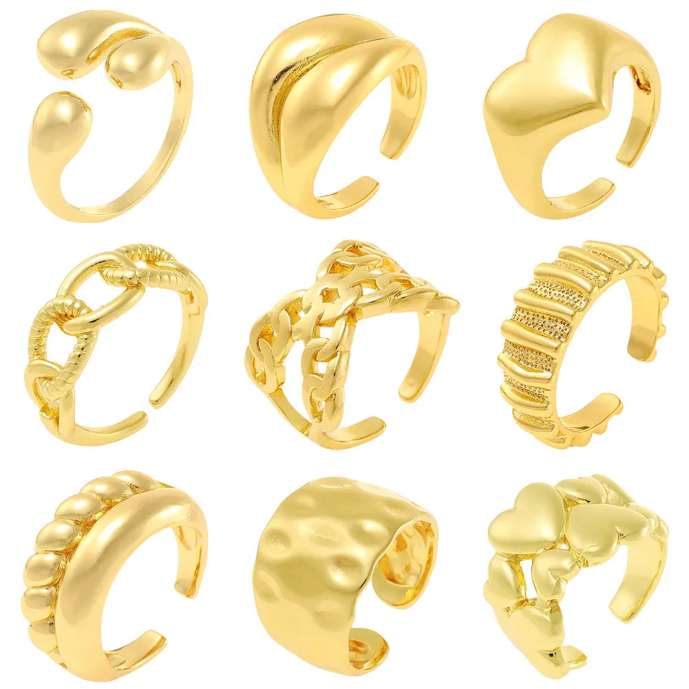 Copper 18K Gold Plated Simple Style Plating Geometric Open Rings