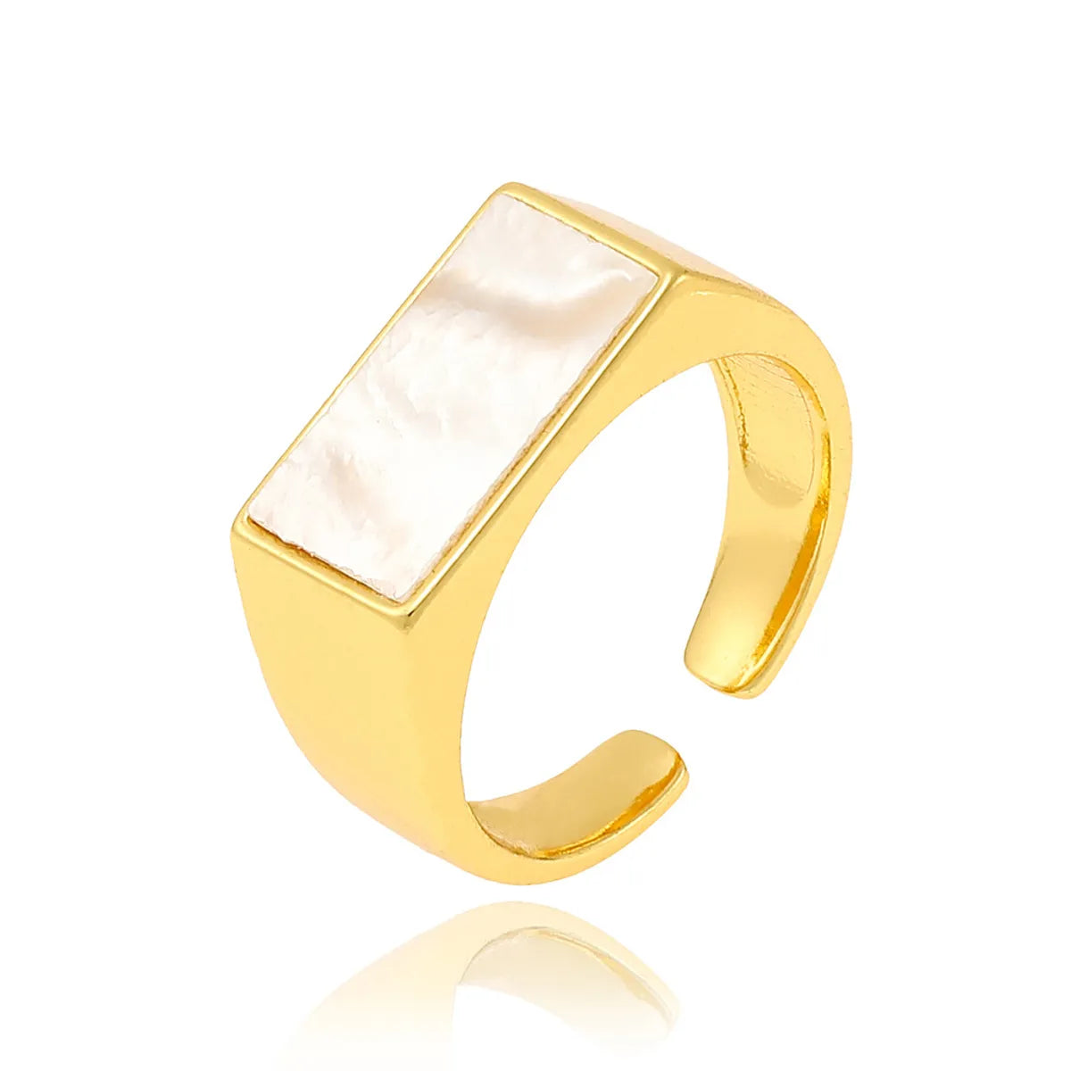 Copper 18K Gold Plated Simple Style Plating Inlay Geometric Pearl Zircon Open Rings