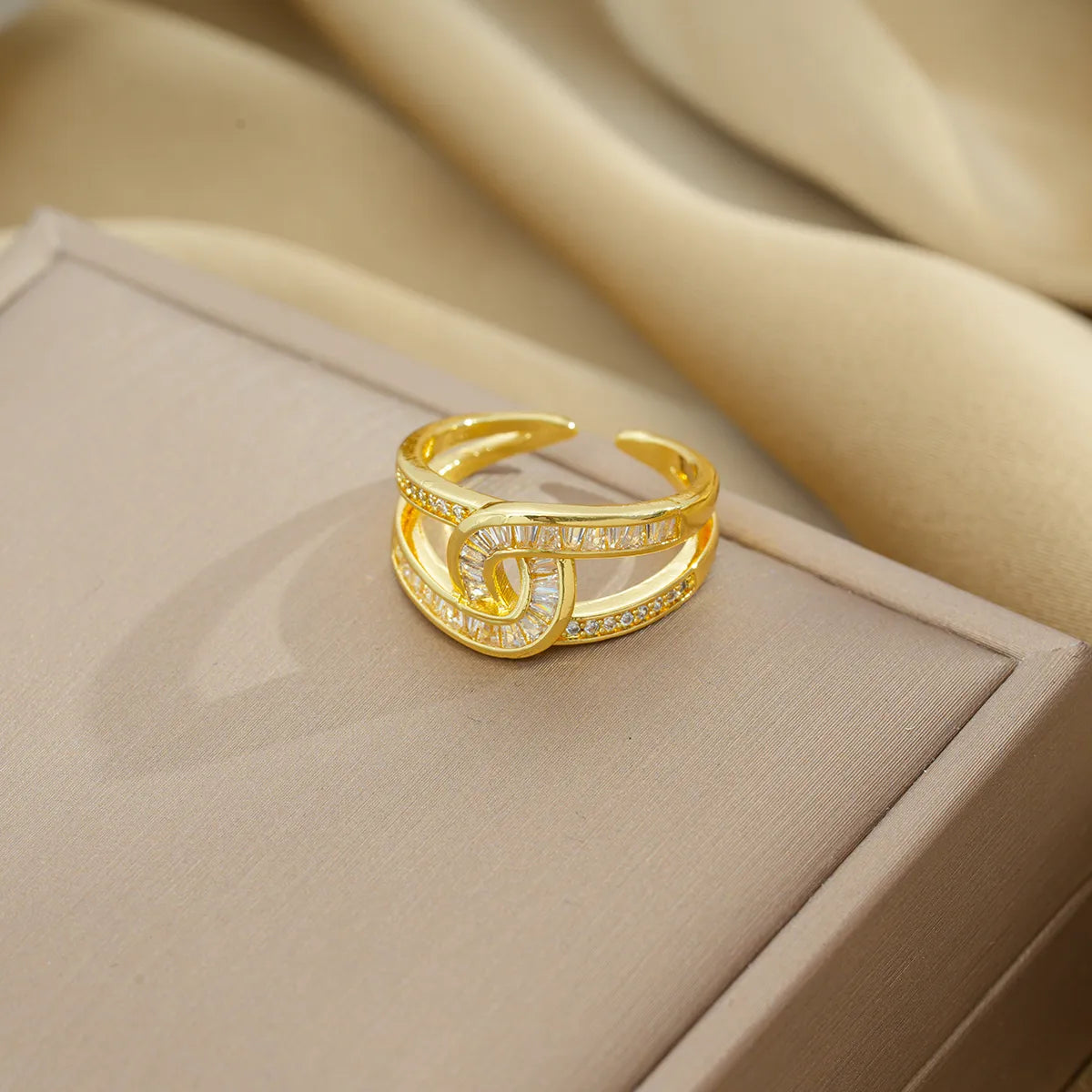 Copper 18K Gold Plated Simple Style Shiny Plating Snake Rings