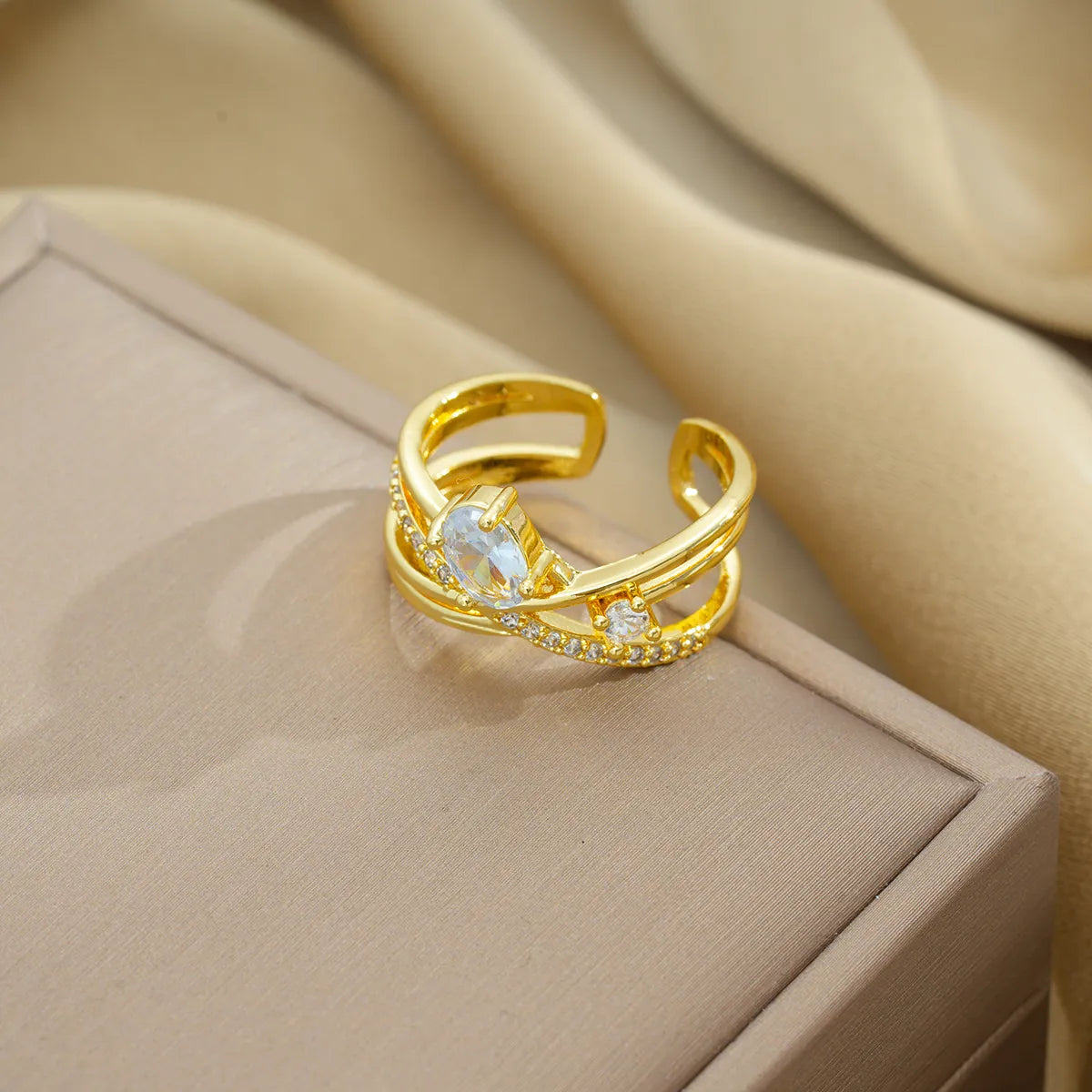 Copper 18K Gold Plated Simple Style Shiny Plating Snake Rings