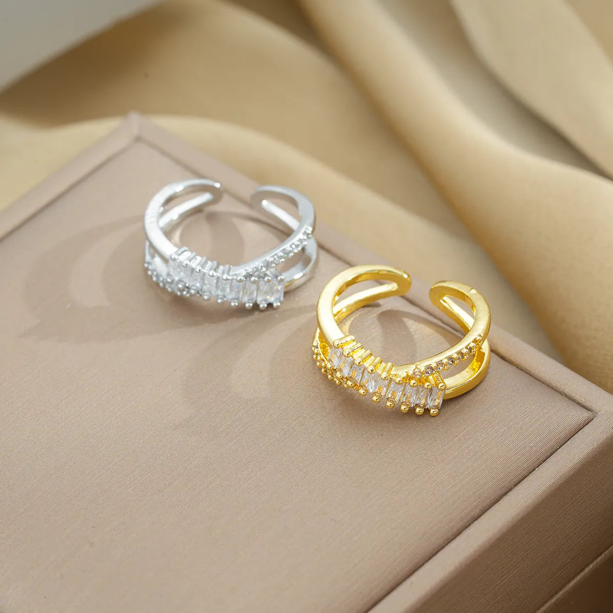 Copper 18K Gold Plated Simple Style Shiny Plating Snake Rings