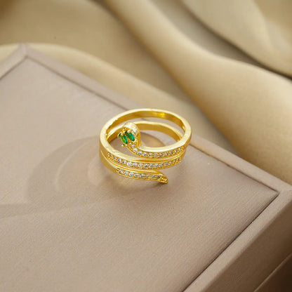 Copper 18K Gold Plated Simple Style Shiny Plating Snake Rings