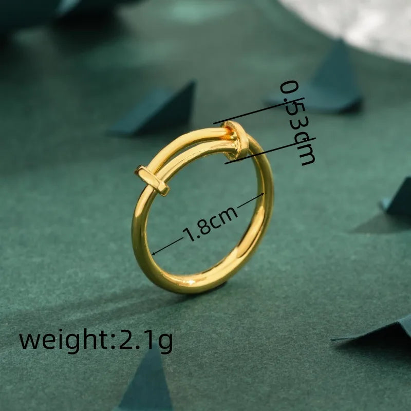 Copper 18K Gold Plated Simple Style Solid Color Rings