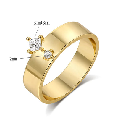 Copper 18K Gold Plated Simple Style Streetwear Plating Inlay Solid Color Zircon Rings