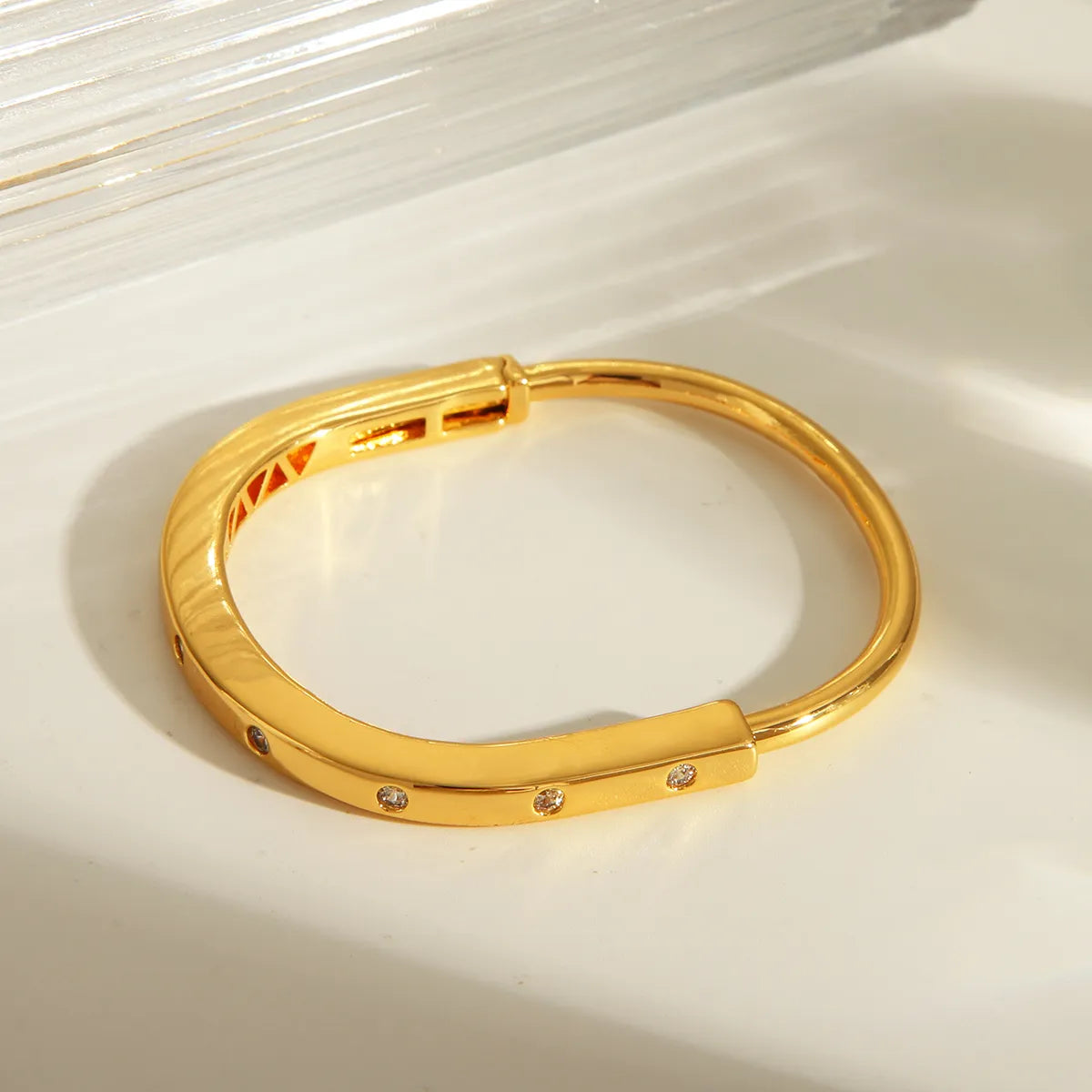 Copper 18K Gold Plated Solid Color Bangle