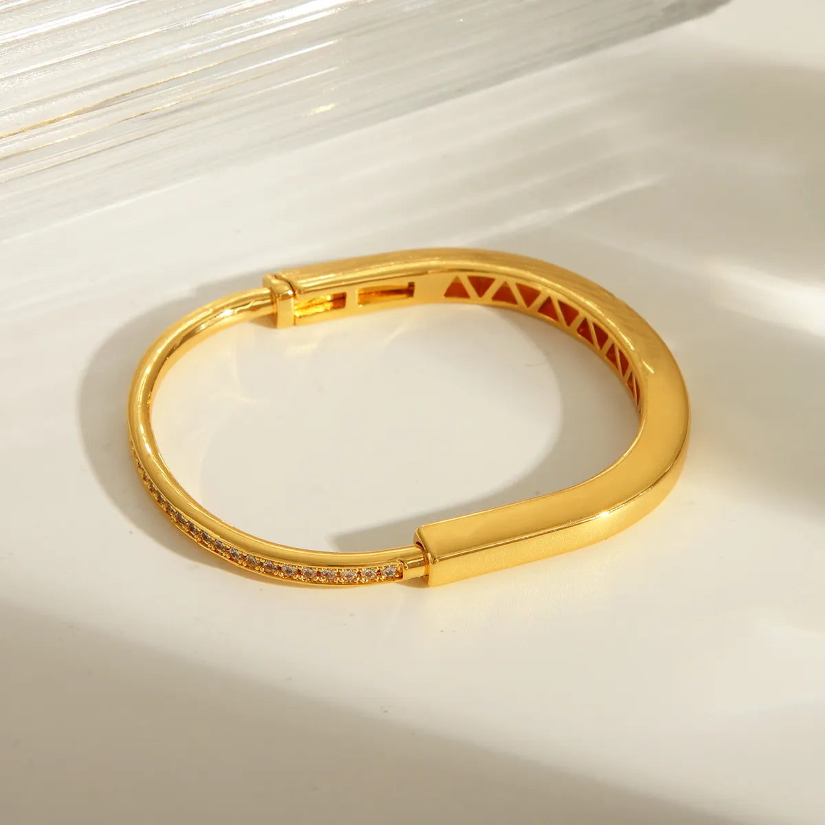 Copper 18K Gold Plated Solid Color Bangle