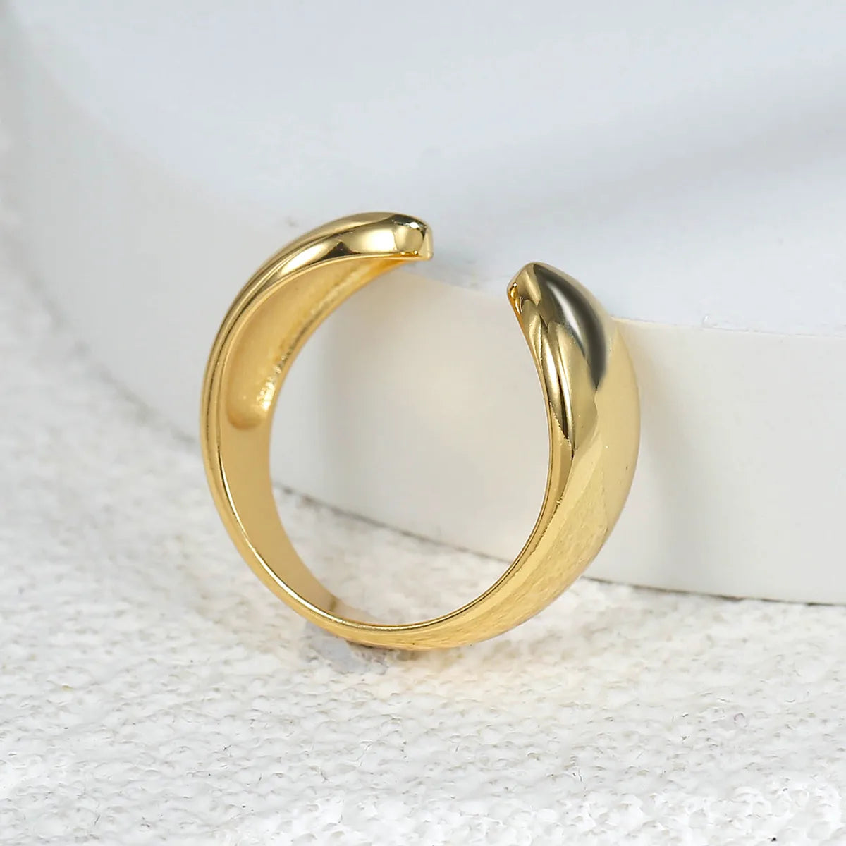 Copper 18K Gold Plated Solid Color Open Rings