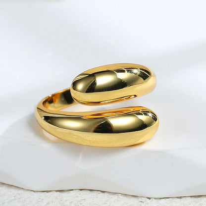 Copper 18K Gold Plated Solid Color Open Rings