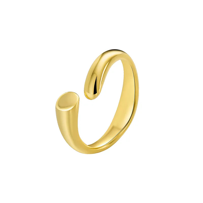 Copper 18K Gold Plated Solid Color Open Rings