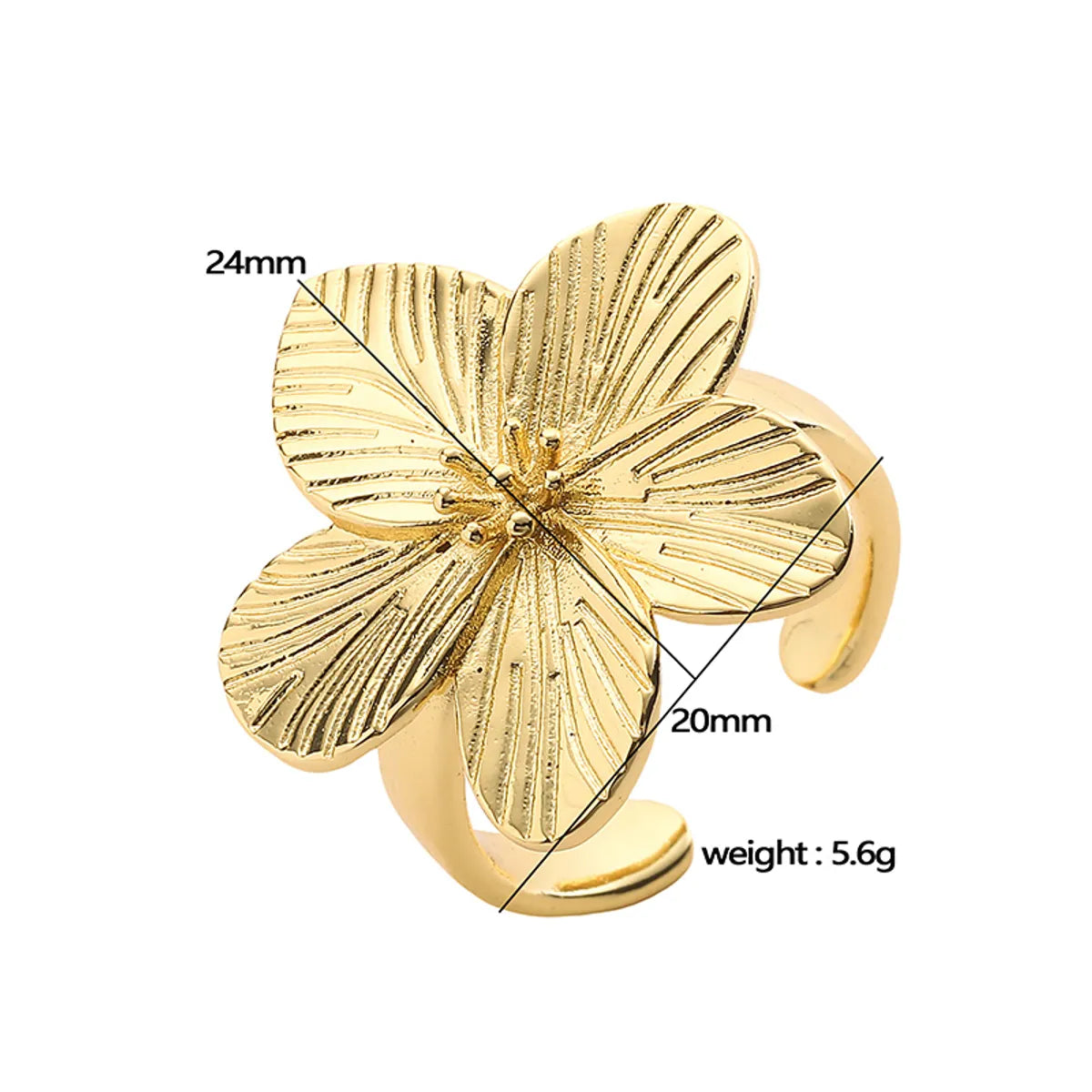 Copper 18K Gold Plated Twist Plating Sea Butterfly Flower Mosquito Coil Open Rings