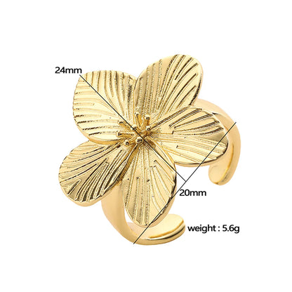 Copper 18K Gold Plated Twist Plating Sea Butterfly Flower Mosquito Coil Open Rings