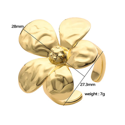 Copper 18K Gold Plated Twist Plating Sea Butterfly Flower Mosquito Coil Open Rings