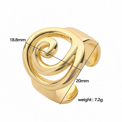 Copper 18K Gold Plated Twist Plating Sea Butterfly Flower Mosquito Coil Open Rings