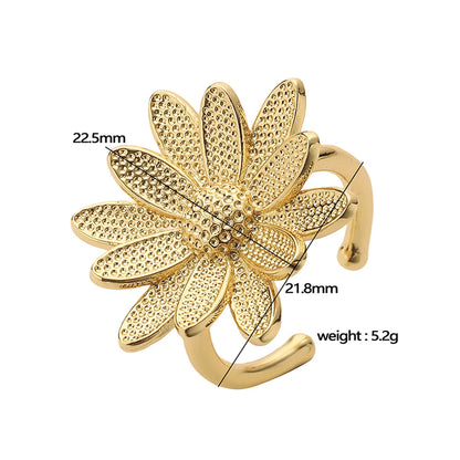 Copper 18K Gold Plated Twist Plating Sea Butterfly Flower Mosquito Coil Open Rings