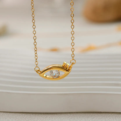 Copper 18K Gold Plated Vacation Simple Style Commute Hollow Out Inlay Devil'S Eye Zircon Necklace