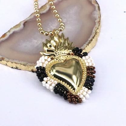 Copper 18K Gold Plated Vintage Style Heart Shape Pendant Necklace