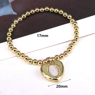 Copper 18K Gold Plated Vintage Style Simple Style Cross Heart Shape Plating Bracelets