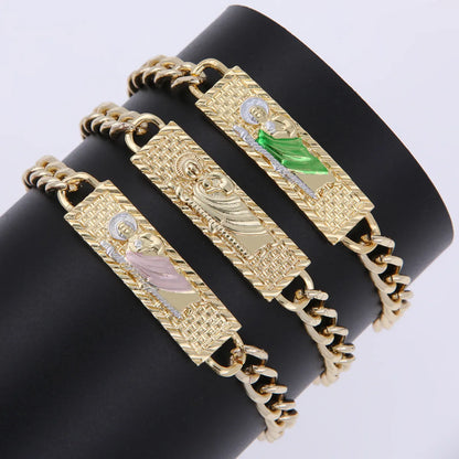 Copper 18K Gold Plated Vintage Style Simple Style Plating Carving Human Bracelets